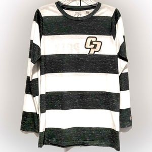 Cal Poly striped long sleeve polo style Cal Poly Tee shirt